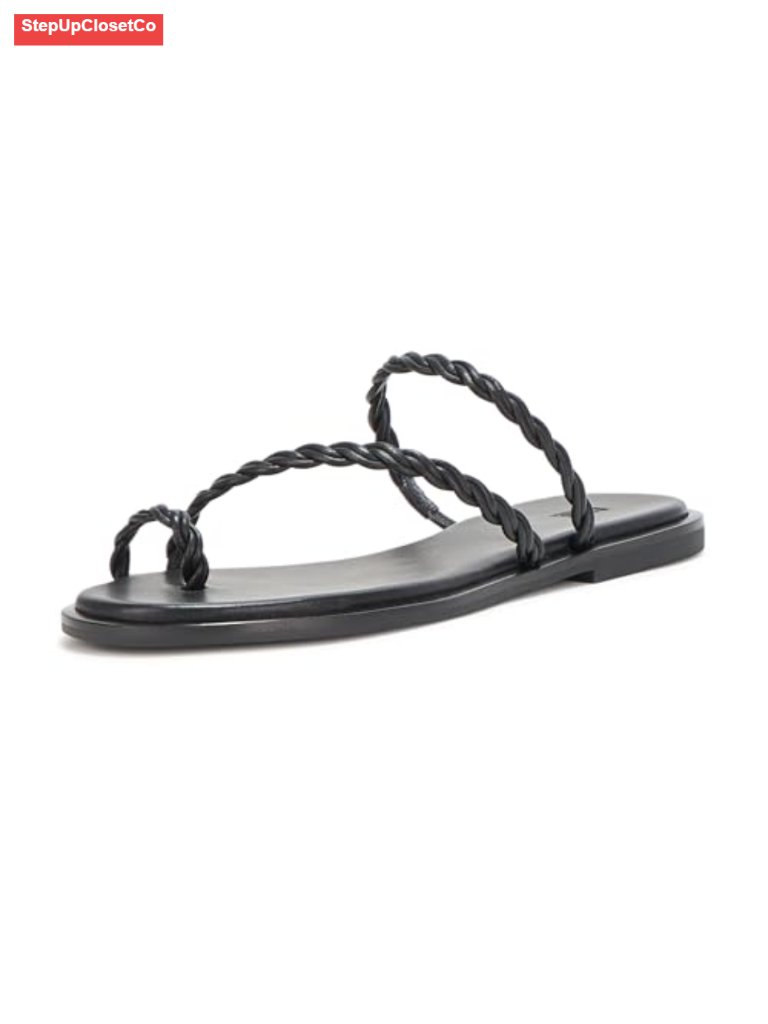 Leather Braided Sandals Open Toe Thong Flat Slip On Casual